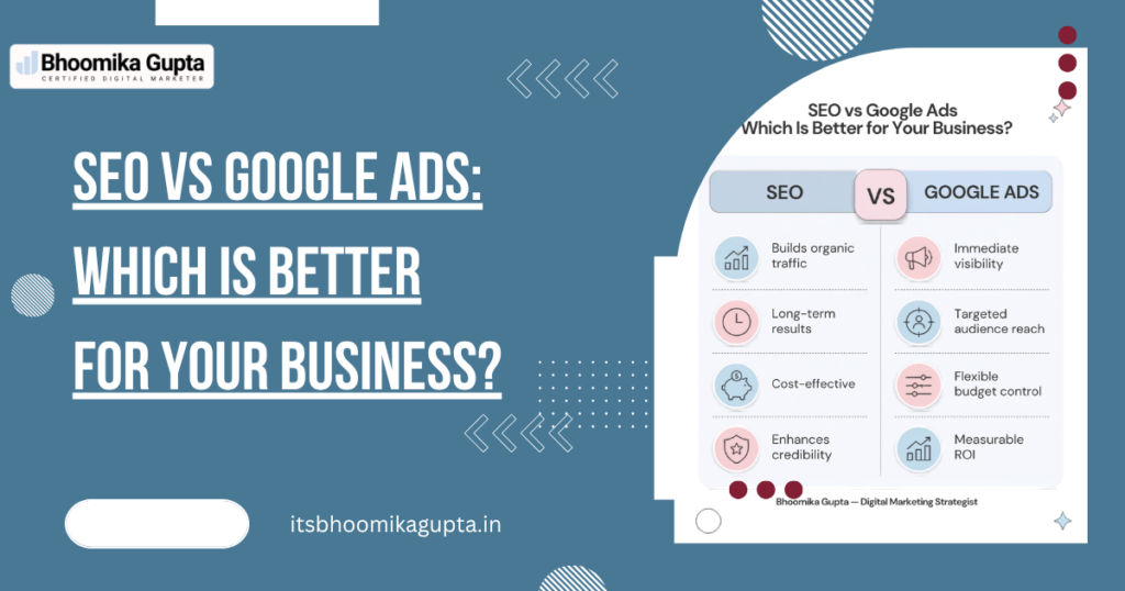 SEO vs Google Ads: Which Is Better for Your Business? bhoomika gupta banner (2)